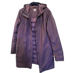 32 Degrees Heat Plum Hooded Jacket Women’s M Lightweight Puffer Coat